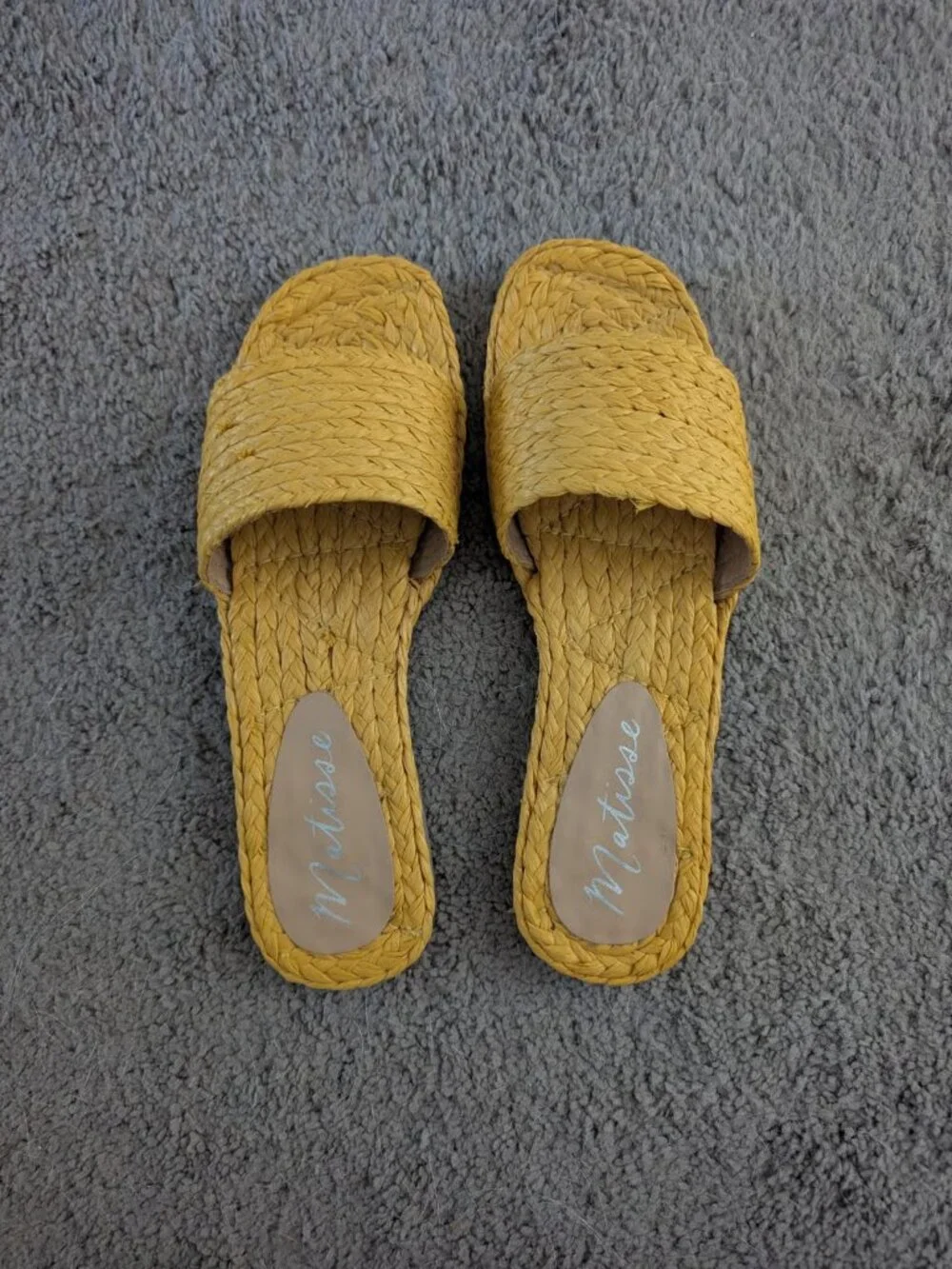 Matisse Yellow Rattan Slide Sandals - Women's Size 11